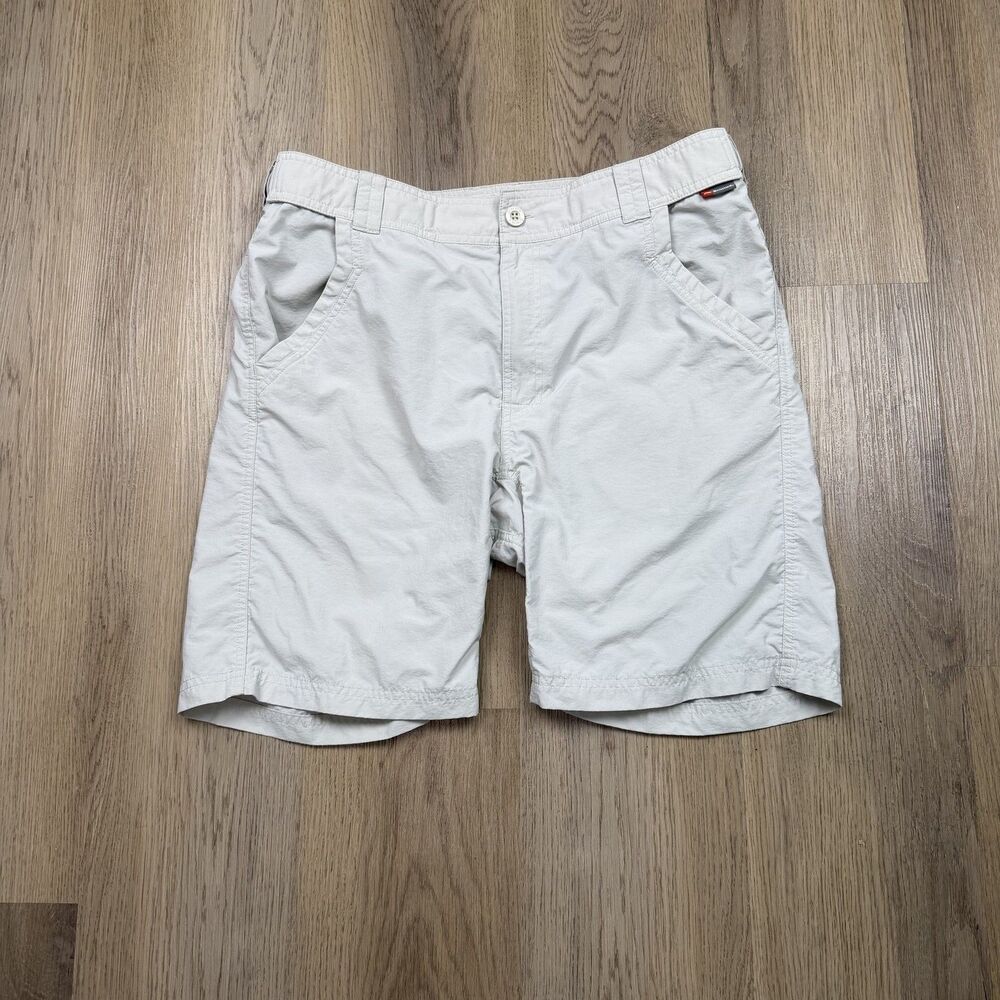 Simms Shorts Mens Medium Gray 9in Inseam Fishing Nylon Elastic Waist Outdoor